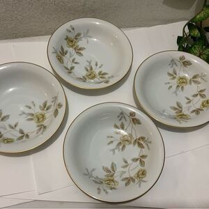 Noritake 5511 Salad Soup Bowls floral gold trimmed  Set 4  Vintage 7.5” G13